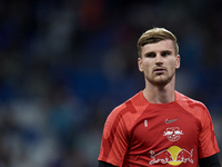 Timo Werner centre-forward Germany during the warm-up before the UEFA Champions League group F match between Real Madrid and RB Leipzig at E...