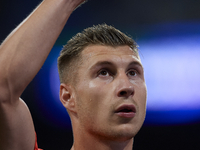 Willi Orban centre-back of RB Leipzig and Hungary during the warm-up before the UEFA Champions League group F match between Real Madrid and...