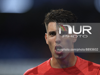 Dominik Szoboszlai attacking midfield of RB Leipzig and Hungary during the warm-up before the UEFA Champions League group F match between Re...