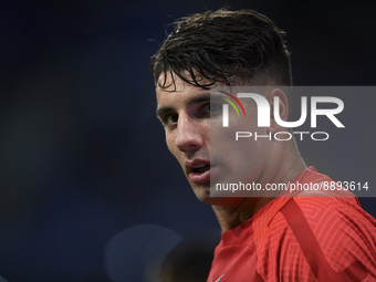 Dominik Szoboszlai attacking midfield of RB Leipzig and Hungary during the warm-up before the UEFA Champions League group F match between Re...