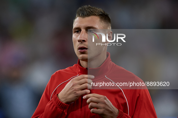 Willi Orban centre-back of RB Leipzig and Hungary poses prior the UEFA Champions League group F match between Real Madrid and RB Leipzig at...