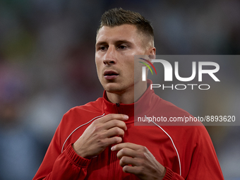 Willi Orban centre-back of RB Leipzig and Hungary poses prior the UEFA Champions League group F match between Real Madrid and RB Leipzig at...