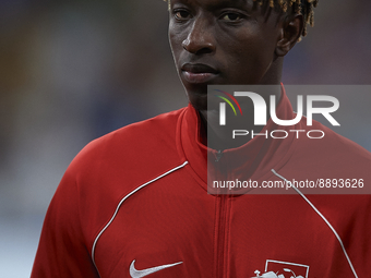 Amadou Haidara central midfield of RB Leipzig and Mali  poses prior the UEFA Champions League group F match between Real Madrid and RB Leipz...