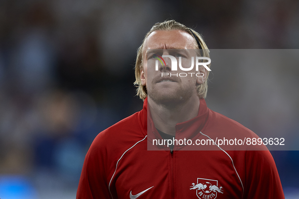 Emil Forsberg left winger of RB Leipzig and Sweden poses prior the UEFA Champions League group F match between Real Madrid and RB Leipzig at...