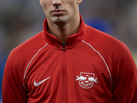 Dominik Szoboszlai attacking midfield of RB Leipzig and Hungary poses prior the UEFA Champions League group F match between Real Madrid and...