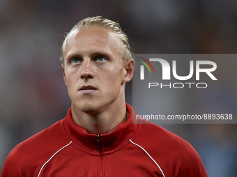 Xaver Schlager central midfield of RB Leipzig and Austria poses prior the UEFA Champions League group F match between Real Madrid and RB Lei...