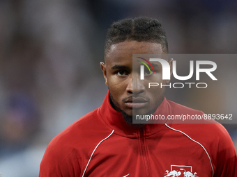 Christopher Nkunku second striker of RB Leipzig and France poses prior the UEFA Champions League group F match between Real Madrid and RB Le...