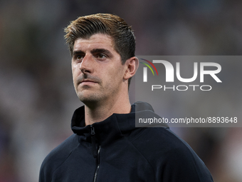 Thibaut Courtois goalkeeper of Real Madrid and Belgium poses prior the UEFA Champions League group F match between Real Madrid and RB Leipzi...