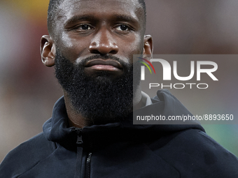 Antonio Rudiger centre-back of Real Madrid and Germany poses prior the UEFA Champions League group F match between Real Madrid and RB Leipzi...