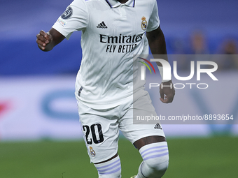 Vinicius Junior left winger of Real Madrid and Brazil in action during the UEFA Champions League group F match between Real Madrid and RB Le...