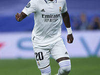 Vinicius Junior left winger of Real Madrid and Brazil in action during the UEFA Champions League group F match between Real Madrid and RB Le...