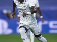 Vinicius Junior left winger of Real Madrid and Brazil runs with the ball during the UEFA Champions League group F match between Real Madrid...