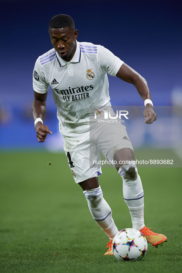 David Alaba centre-back of Real Madrid and Austria in action during the UEFA Champions League group F match between Real Madrid and RB Leipz...