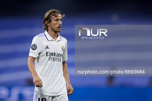 Luka Modric central midfield of Real Madrid and Croatia in action during the UEFA Champions League group F match between Real Madrid and RB...