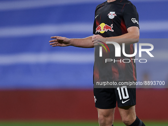 Emil Forsberg left winger of RB Leipzig and Sweden controls the ball during the UEFA Champions League group F match between Real Madrid and...