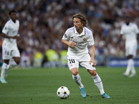 Luka Modric central midfield of Real Madrid and Croatia in action during the UEFA Champions League group F match between Real Madrid and RB...