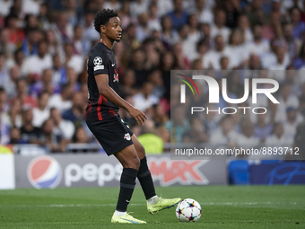 Abdou Diallo centre-back of RB Leipzig and Senegal controls the ball during the UEFA Champions League group F match between Real Madrid and...