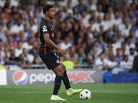 Abdou Diallo centre-back of RB Leipzig and Senegal controls the ball during the UEFA Champions League group F match between Real Madrid and...