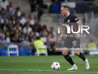 David Raum left-back of RB Leipzig and Germany in aciton during the UEFA Champions League group F match between Real Madrid and RB Leipzig a...