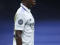 Vinicius Junior left winger of Real Madrid and Brazil during the UEFA Champions League group F match between Real Madrid and RB Leipzig at E...