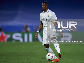 David Alaba centre-back of Real Madrid and Austria controls the ball during the UEFA Champions League group F match between Real Madrid and...