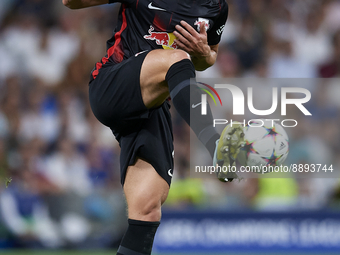 Willi Orban centre-back of RB Leipzig and Hungary controls the ball during the UEFA Champions League group F match between Real Madrid and R...