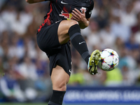 Willi Orban centre-back of RB Leipzig and Hungary controls the ball during the UEFA Champions League group F match between Real Madrid and R...