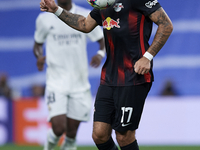 Dominik Szoboszlai attacking midfield of RB Leipzig and Hungary controls the ball during the UEFA Champions League group F match between Rea...