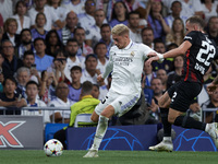 Federico Valverde central midfield of Real Madrid and Uruguay shooting to goal during the UEFA Champions League group F match between Real M...