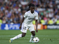 Eduardo Camavinga central midfield of Real Madrid and France in action during the UEFA Champions League group F match between Real Madrid an...