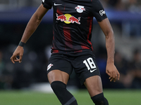 Christopher Nkunku second striker of RB Leipzig and France in action during the UEFA Champions League group F match between Real Madrid and...