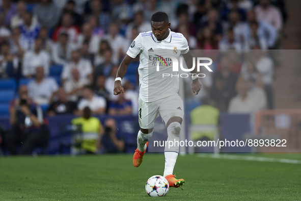 David Alaba centre-back of Real Madrid and Austria in action during the UEFA Champions League group F match between Real Madrid and RB Leipz...