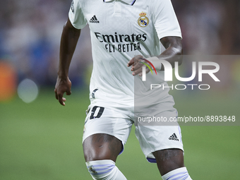 Vinicius Junior left winger of Real Madrid and Brazil in action during the UEFA Champions League group F match between Real Madrid and RB Le...