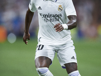 Vinicius Junior left winger of Real Madrid and Brazil in action during the UEFA Champions League group F match between Real Madrid and RB Le...