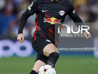 Timo Werner centre-forward Germany controls the ball during the UEFA Champions League group F match between Real Madrid and RB Leipzig at Es...