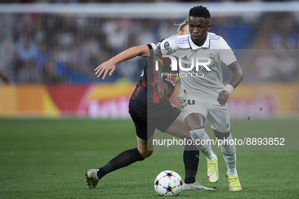 Vinicius Junior left winger of Real Madrid and Brazil in action during the UEFA Champions League group F match between Real Madrid and RB Le...