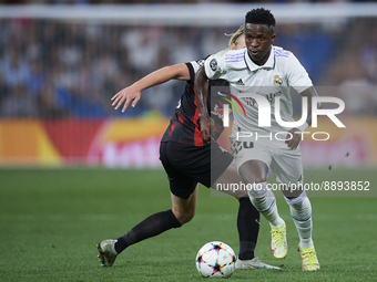 Vinicius Junior left winger of Real Madrid and Brazil in action during the UEFA Champions League group F match between Real Madrid and RB Le...