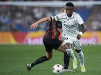 Vinicius Junior left winger of Real Madrid and Brazil in action during the UEFA Champions League group F match between Real Madrid and RB Le...