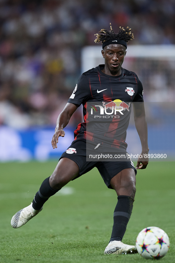 Amadou Haidara central midfield of RB Leipzig and Mali during the UEFA Champions League group F match between Real Madrid and RB Leipzig at...