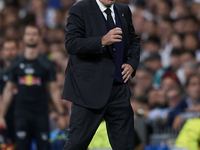 Carlo Ancelotti head coach of Real Madrid during the UEFA Champions League group F match between Real Madrid and RB Leipzig at Estadio Santi...