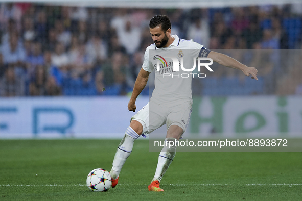 Nacho Fernandez centre-back of Real Madrid and Spain does passed during the UEFA Champions League group F match between Real Madrid and RB L...