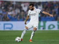 Nacho Fernandez centre-back of Real Madrid and Spain does passed during the UEFA Champions League group F match between Real Madrid and RB L...