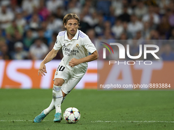 Luka Modric central midfield of Real Madrid and Croatia in action during the UEFA Champions League group F match between Real Madrid and RB...