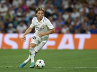 Luka Modric central midfield of Real Madrid and Croatia in action during the UEFA Champions League group F match between Real Madrid and RB...