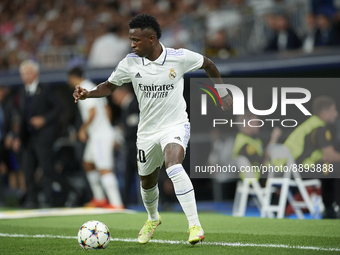 Vinicius Junior left winger of Real Madrid and Brazil in action during the UEFA Champions League group F match between Real Madrid and RB Le...