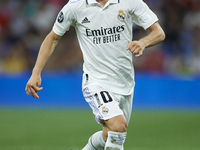 Luka Modric central midfield of Real Madrid and Croatia during the UEFA Champions League group F match between Real Madrid and RB Leipzig at...