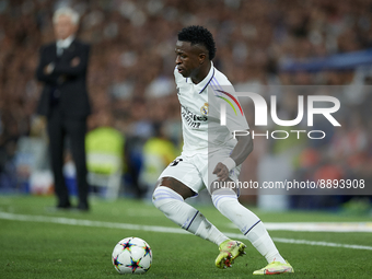 Vinicius Junior left winger of Real Madrid and Brazil during the UEFA Champions League group F match between Real Madrid and RB Leipzig at E...