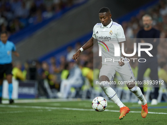 David Alaba centre-back of Real Madrid and Austria does passed during the UEFA Champions League group F match between Real Madrid and RB Lei...