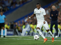 David Alaba centre-back of Real Madrid and Austria does passed during the UEFA Champions League group F match between Real Madrid and RB Lei...