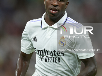 Vinicius Junior left winger of Real Madrid and Brazil during the UEFA Champions League group F match between Real Madrid and RB Leipzig at E...